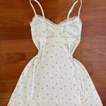 Coquette Dainty Cream Lace Trim Mini Floral Rosette Bow Mini Dress White Size M Photo 0