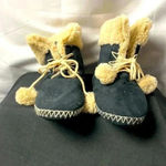 Kooba LOOBA WOMENS SIZE SMALL 5/6BLACK SLIPPER FAUX FUR LINING POM POM TIE Photo 1