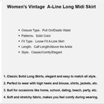 Urban Coco  Women's Vintage Elastic Waist A-Line Long Midi Skirt NWT Photo 4