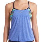 Nike NWT  Texture Stripe Layered Tankini Top, Small Photo 0