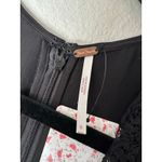 Free People CEM Black Sleeveless Lace Trim Deep V Cinch Waist Wide Leg Jumpsuit Photo 13