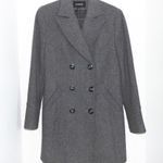 EXPRESS vintage 90s gray wool minimalist double breasted trench coat jacket by Photo 8