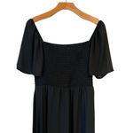 Lila Rose Lily Rose Smocked Peasant Dress Womens Size XL Black Midi Linen Tiered Stretch Photo 9