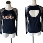 NWT Touch By Alyssa Milano Mesh Sleeve Seattle Mariners Top Black Size M Photo 1