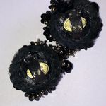 Black Beaded Floral Shoe Clips Photo 3
