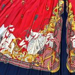 VINTAGE NAUTICAL CHAIN PLEATED MIDI SKIRT ANCHOR Red Photo 6