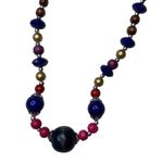 Fashion Earrings Jewelry Set Necklace and Earrings Navy Blue, Pink Gold Blue Photo 1