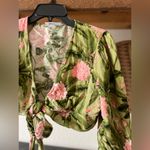 Agua Bendita Tropical Peony print tie wrap top  x Target linen blend medium Photo 1