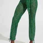 Buffbunny Collection BuffBunny Odyssey Mesh Beach Cover Up Pants Green Leopard XS NWOT Photo 0