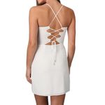 Naked Zebra Scoop Neck Lace Up Back Mini Dress White Size Large NWT Photo 3