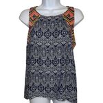 THML ANTHROPOLOGIE ‎ Mixed Print Embroidered Split Back Sleeveless Top EUC Small Photo 1