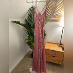 For Love & Lemons  Raya Pink Velvet Rosette Rose‎ Floral Maxi Dress Size M Photo 7
