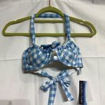 Isabella Rose Chambray Chateau Checkered Halter Swim Top Sz S NWT Blue Photo 1