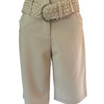Cache Lillie Beige Walking Bermuda Dress Short Pant New WOVEN BELT $118 NWT Photo 1