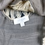 Umgee USA Crochet Trim Boho Tunic Poncho Top Gray Beige Coachella Festival Small Photo 6