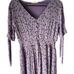 Reborn J Size Large Purple Floral Cottage Smocked Babydoll Milkmaid Midi Dress Photo 1