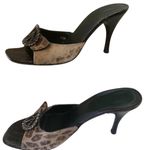 Donald Pliner Animal Print Shoe Slide Bronze Hair Calf Rhinestones leather $325 Brown Size 8.5 Photo 3