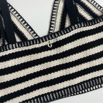 Guess Top Cropped Knit Rey Crochet Sleeveless Cami Sweater Festival Black Cream Photo 5