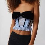 Urban Outfitters Blue Lace Corset Velvet Bow Photo 0