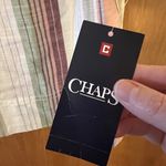 CHAPS  Womens Striped Boat Neck Ruffled Half Sleeve Cotton Tunic Top NWT Small Photo 3