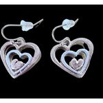 Handmade Heart Earrings Valentine' s Open Cut Triple Designs Dangle Hoo… Photo 9