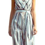 Lela Rose Stripped V Neck Bow Tie Belted Wide Leg Jumpsuit Size 2 Photo 2