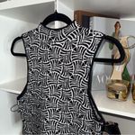 Maeve Anthropologie Maria Black White Geo Knit Sleeveless Mockneck Crop Sweater Photo 5