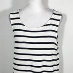 Loveappella Black and White Stripe Sleeveless Tunic with Side Ruching Size Large Photo 2