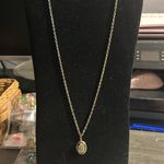 Vintage Black Lucite Real Gold Flake Round Drop Dangle Necklace Photo 1