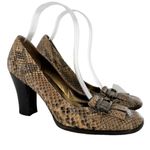 Dolce and Gabbana Brown Python Snakeskin Square Toe Kiltie Pumps Size 38 Heels Photo 0