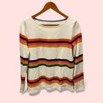 Talbots Cute creamy stripe heavyweight long sleeve top cotton multicolored rainbow Photo 2