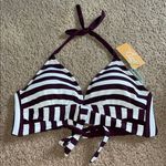 Kona Sol  Burgundy and White Striped Bikini Top size medium swim wear bikini top Photo 0