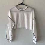 SheIn white black stitching long sleeve slightly cropped top shirt Photo 1