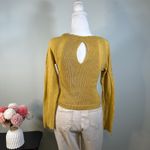 Free People ‎ Mustard Yellow Cotton Wool Blend Knit Sweater Keyhole Back M Photo 1