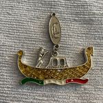 Vintage GONDOLA BOAT VENICE ITALY VENETIAN ITALIAN RHINESTONE charm. A few chipping in the rhinestones as pictured. Multiple Photo 0