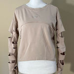 Engineered Life Faux Distressed Sleeve Cropped Athletic Sweatshirt Large Photo 0