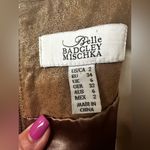 Badgley Mischka  "Belle" Sleeveless Gold Genuine Leather Dress Sz 2 Small A Line Photo 8
