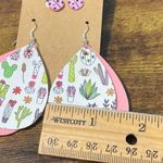 None Women's Lady Bug Studs Succulent Cactus Plant Dangle Earrings Set Pink White Photo 5
