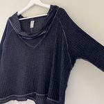 We The Free Free People Wildcat Thermal Cowl Neck Long Sleeve Top Blue Medium Photo 5