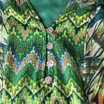 Anthropologie Fig and Flower Boho Peasant Blouse Women’s Size 1X Lined Peacock Green Photo 14