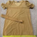 SheIn  V-neck Puff Sleeve Belted Tan/ Brown Mini Dress Photo 5