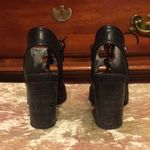 Nero Giardini Leather Black Lace Up Side Zip Peep Toe 3” Block Heels EUC 7.5 EUR 38 Photo 4