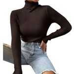 Forever 21  ANWND Women’s Black Ribbed Turtleneck Sweater Long Sleeve Top Lrg NEW Photo 0