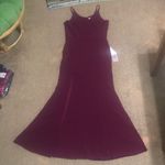 Dress the Population  Iris Thigh-High Slit Crepe Trumpet Gown Dark Magenta Medium Photo 4