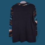 Ali Miles Sweater Women L Embroidered Colorblock Cowl Neck Oversized Tunic Art Black Size L Photo 3