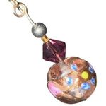 Unique Elegant Earrings Gold and Multicolored Beads Purple Photo 2