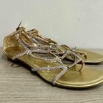 Rene Caovilla Crystal Embellished Flat Strappy Sandals Gold Women's 38.5 / 8.5 Photo 3