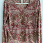 Vintage J Jill Shirt Womens Small Cream Pink Sheer Paisley Y2K Festival Boho Photo 0