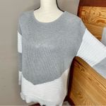 Unbranded White Grey Colorblock Crewneck Oversize Knit Long Sleeve Sweater Small Gray Photo 3