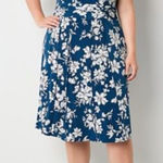 Perceptions  Sleeveless Teal Blue Floral White Midi Plus Fit Flare Dress 1X NWT Photo 0